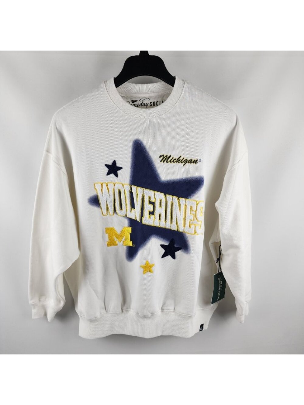 Gameday Social Sweatshirt Womens White XS Michigan Wolverines Pullover NWT